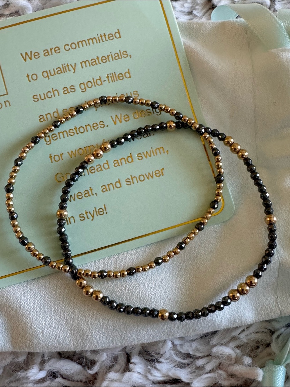 Gold & hematite enewton Bracelet Set — Elegant Layering